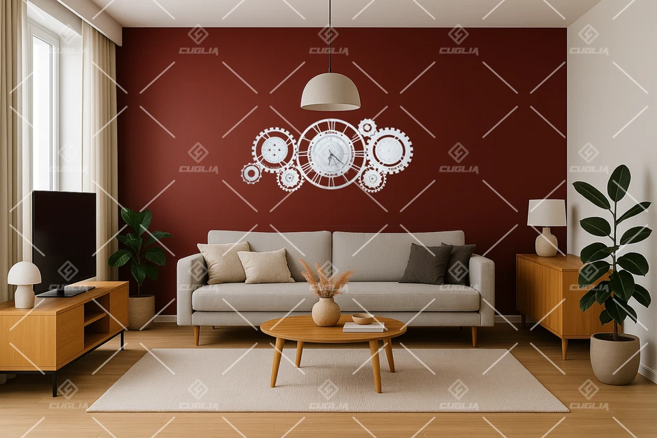 Orologio da Parete Ingranaggi Metallo Taglio Laser Stile Industriale Moderno - Immagine 4 di 4