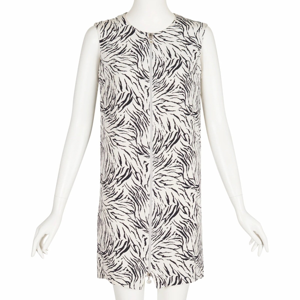 Gianni Versace 1996 S/S Vintage Zebra Stripe White Silk Crepe