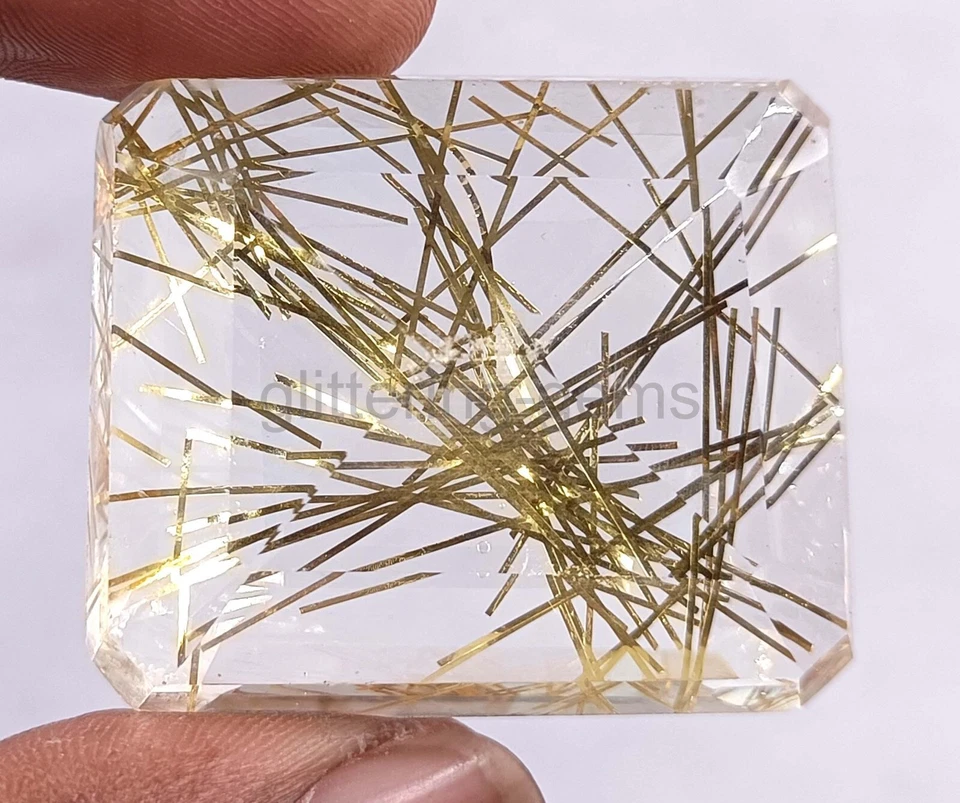 159.40 Ct Emerald Yellow Rutilated Quartz Certified Transparent Loose Gems 5AIW - Image 4 of 4