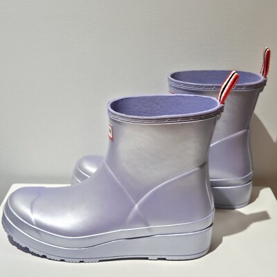 NWOT Hunter Original Play Boot Short Nebula Women's Sz 9 Purple Lilac Iridescent