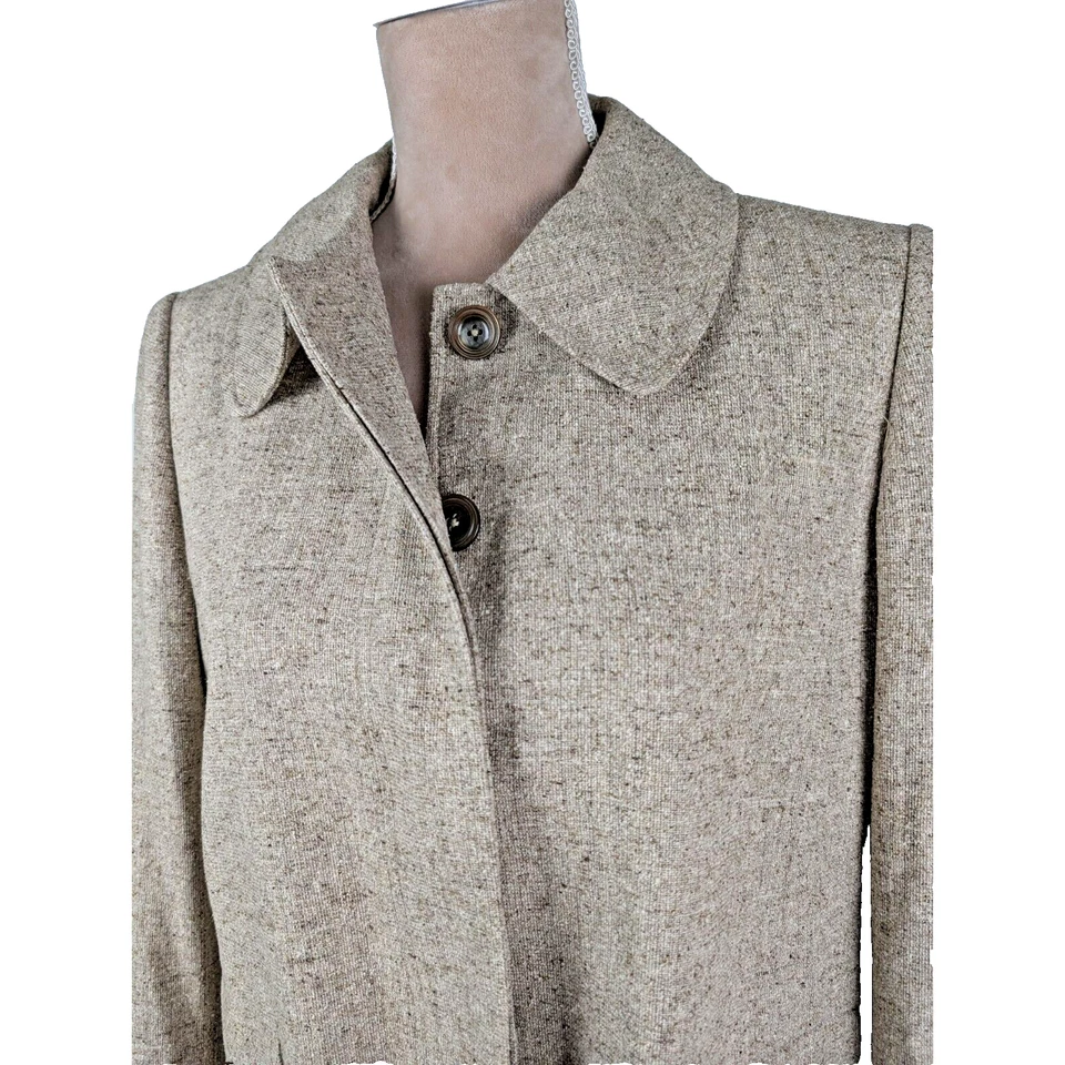 ELLEN TRACY Marrón Seda Lino Tweed Traje Falda Talla 10 Negocios Clásico Dinero Antiguo Foto 4 de 4