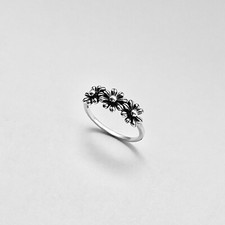 Sterling Silver Three Daisy Ring, Flower Silver Rings, Sunflower Ring