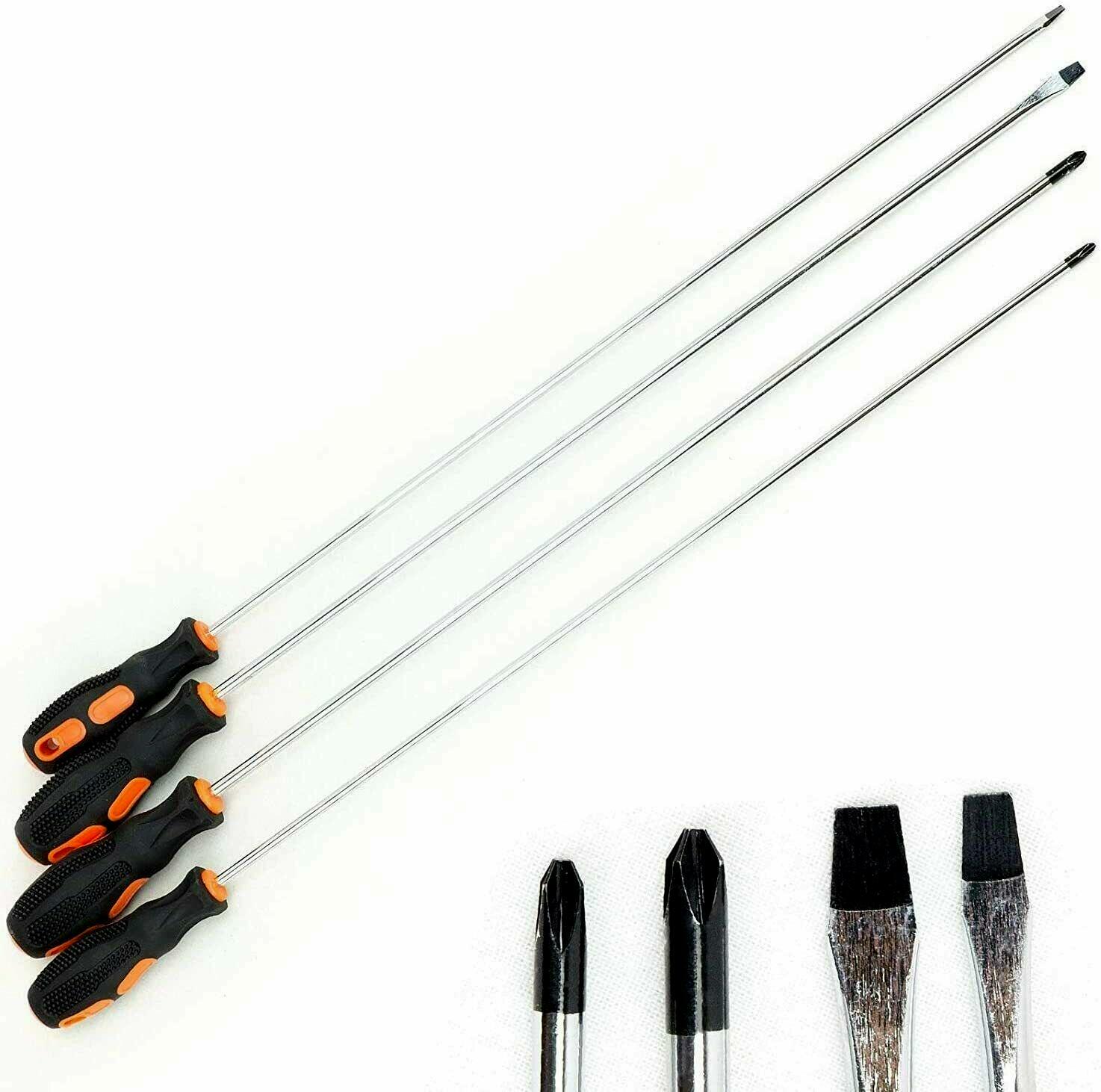 Set 4 cacciaviti giravite extra lunghi 450mm chrome vanadium con punta magnetica
