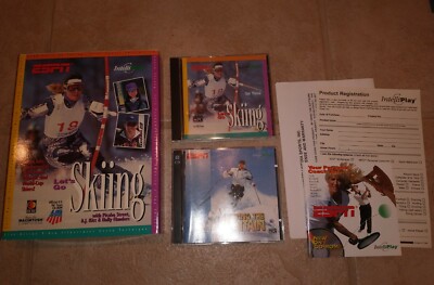 ESPN Let's Go Skiing & Mastering The Mountain Macintosh CD-ROM Big Box Game VG!