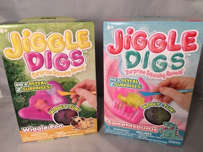 Jiggle Digs Surprise Squishy Reveal 2 Surprises Sweetasaurus & Wiggle Poo Lot 2