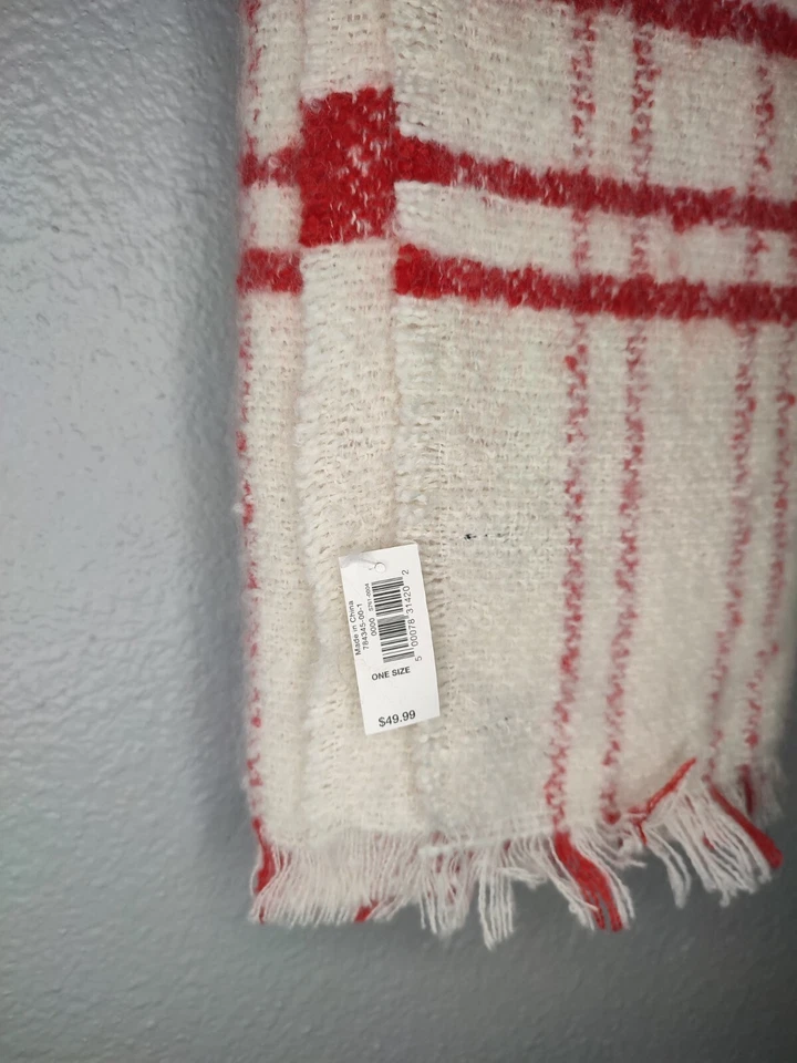 Bufanda a cuadros Banana Republic Boucle blanca roja nueva con etiquetas Foto 4 de 4