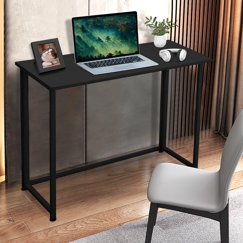 Folding Computer Desk Laptop PC Home Office University Wood Study Table Black