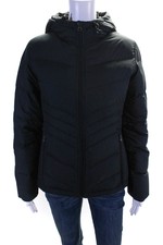 Lucy Womens Long Sleeved Zippered Hooded Puffer Jacket Coat Dark Gray Size S