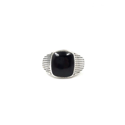 Bandring 925 Silber Ring Herren schwarzer Onyx Schmuck Siegelring 21.0mm / 66 - Bild 4 von 14