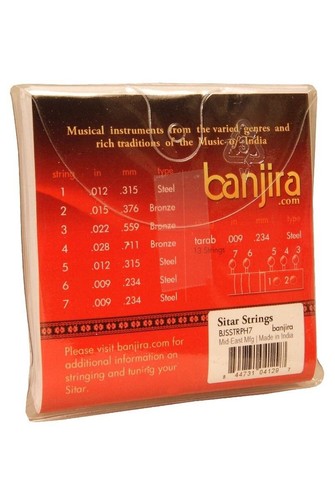 Banjira Sitar Set Corde Pro Pesante - 7 Cordoncini per Professionale -BJSSTRPH7 - Picture 2 of 2