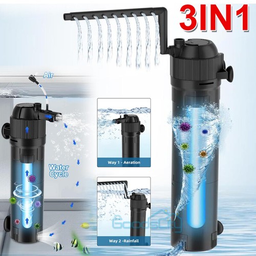 MUCH 5-in-1 Internal Aquarium Filter – With UV Sterilizer, Oxygen Pump & Light