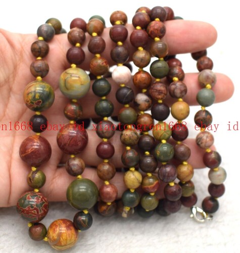 Long Natural Fashion 8mm&14mm Multicolor Gemstone Round Beads Necklace 54in - 第 11/129 張圖片