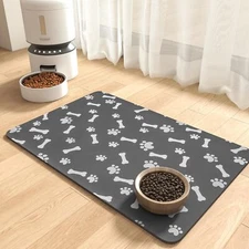 Pet Feeding Mat-Absorbent Dog Food Water-No Stains Quick Dry Water 12"X19" Grey