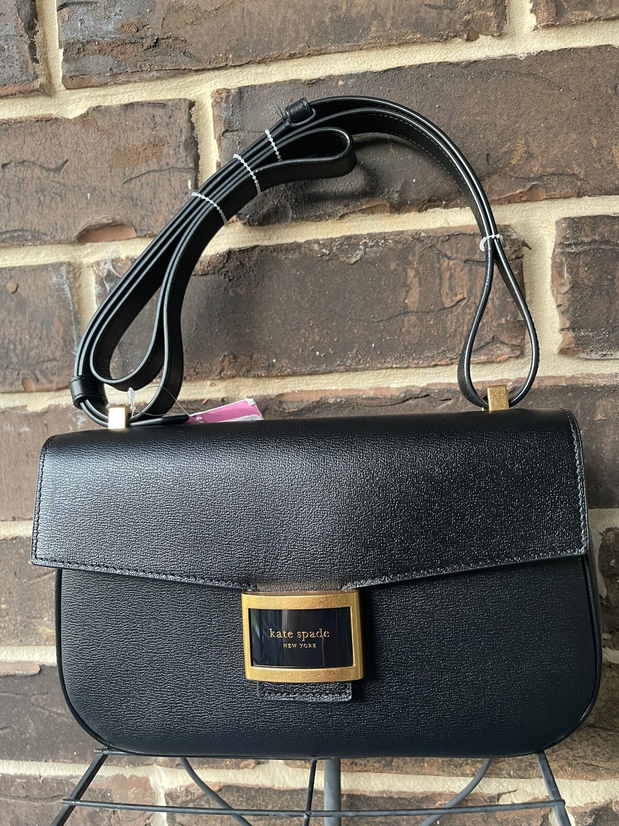 Kate Spade Black Textured Leather Bag kate spade- Katy- Textured Leather Flap Crossbody Bag- Rock  main image 3