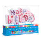 Happy Birthday Pink Mauve White Cake Candle Topper Party