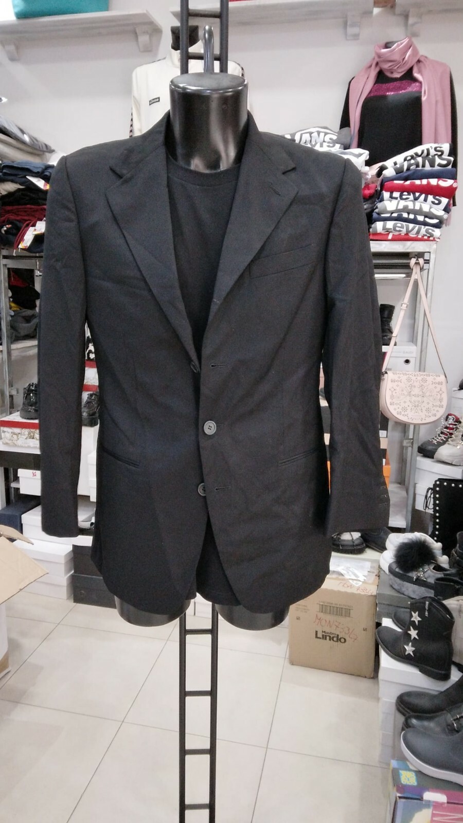 Men's Black Couture Jacket with Three Buttons Size 48 MON1346LZ