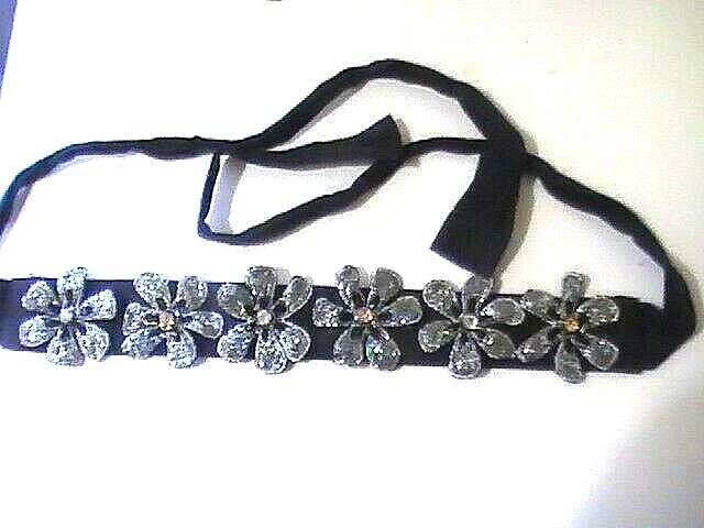 CEINTURE DE CEINTURE VINTAGE ANNÉES 80 STRASS PERLÉ FLEUR MARGUERITE SASH CUMMERBUND