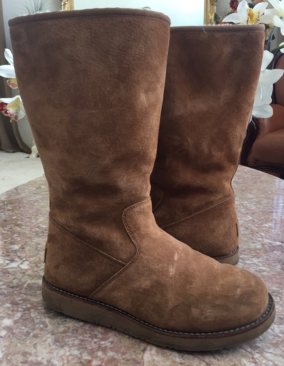 UGG Australia Sunset III Women Chestnut Suede ComfyTall Boots Sz 8
