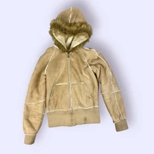 Vintage Seventy Seven Faux Fur Suede Jacket Size S  Y2K Boho Hippie Tan