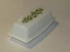 Vintage PYREX Green Spring Blossom / Crazy Daisy  Butter Dish w/Lid Made in USA