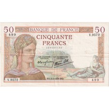 [#336262] France, 50 Francs, Cérès, 1938-09-15, V.9572, EF