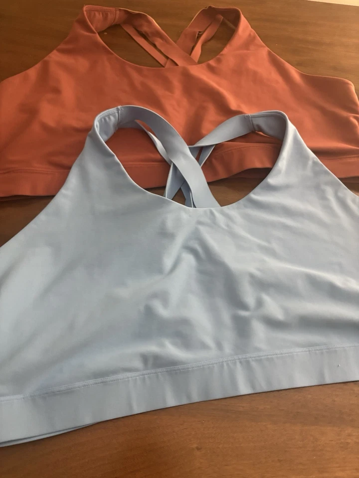 Old Navy 4X Women’s Sports Bra Bundle Of 2 Non Padded Blue Brown Orange M5 - Image 2 of 4