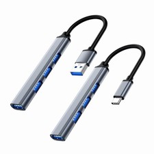 USB 3.0 Hub 4-Port Adapter Charger Data SLIM Super Speed PC Mac Laptop Desktop