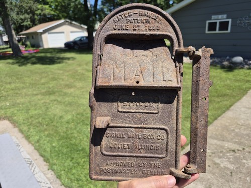 Antique Primitive Bates Hawley Cast Iron Mailbox Door w/ Slot Patent 1899