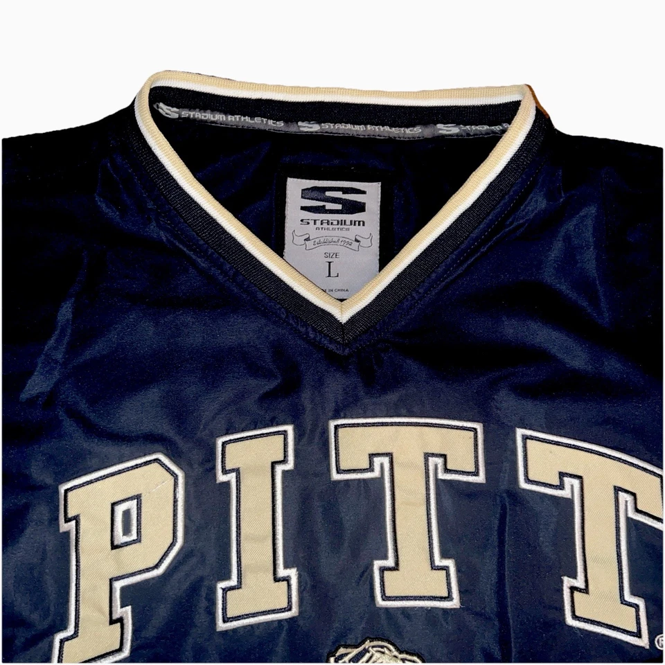 PULLOVER VTG Athletic Pittsburgh Panthers Pitt V-Neck Blue Large Football. - Image 4 of 4