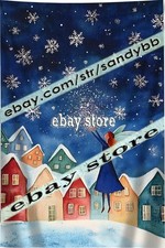 tapestry bold bright houses night sky snowfall magic 39X59 in