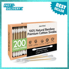 Cotton Swabs 100 Bamboo Biodegradable Double Tipped 200 Pack, Eco-Friendly