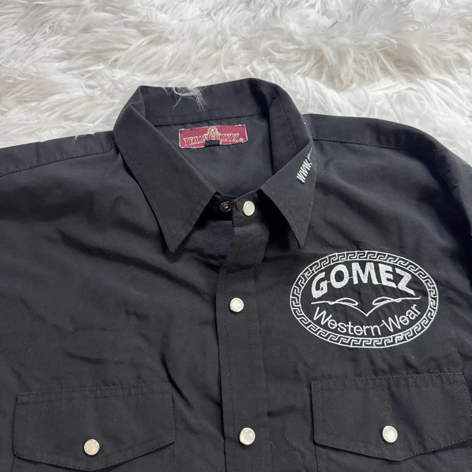 GOMEZ Western Wear Mens Small Black Pearl Snap Shirt Embroidery Cowboy Rodeo - Image 2 of 4