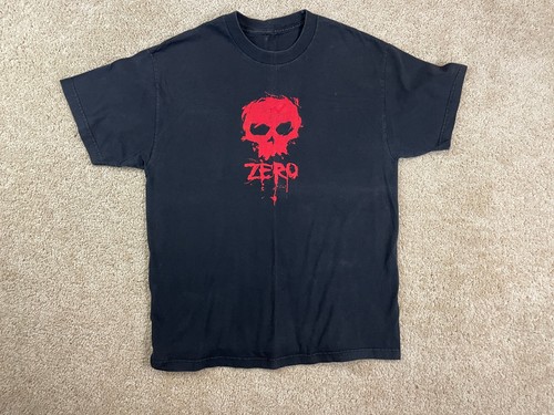 T-Shirt Vintage Uomo Grande Teschio Sangue Skateboard Zero Stampa Grafica Nera