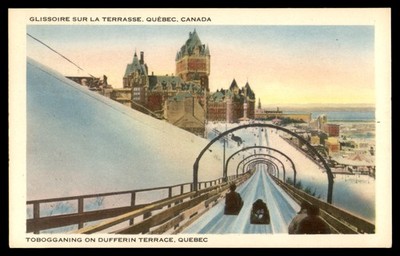 Postcard Tobogganing on Dufferin Terrace, Quebec, QC