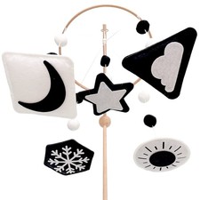 Montessori Mobile, Black and White Baby Crib Mobile, Neutral Nursery Mobile D...