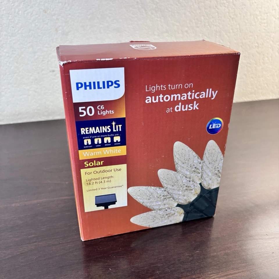 Philips 50 C6 luces blanco cálido alimentado por energía solar automáticamente al atardecer Foto 3 de 4