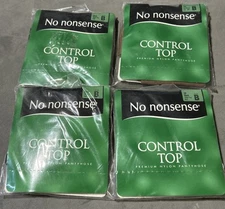 No Nonsense CONTROL TOP Pantyhose Size B TAN-BLACK 4 Pairs Sandlefoot NEW Sealed