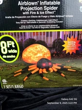 Gemmy Airblown Inflatable 8 ft Lighted Spider – Fire & Ice Effect – NEW in Box