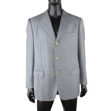 Giacca Ermenegildo Zegna 50R blu check lana blazer alte prestazioni Italia