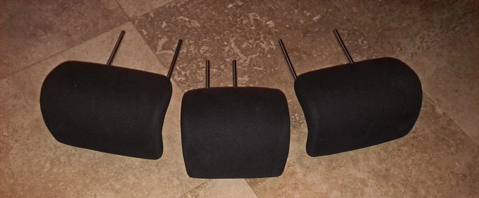  2009 2010 2011 Honda Fit Rear Head Rest Solid Black Soft Cloth Set of 3  - Image 3 of 4