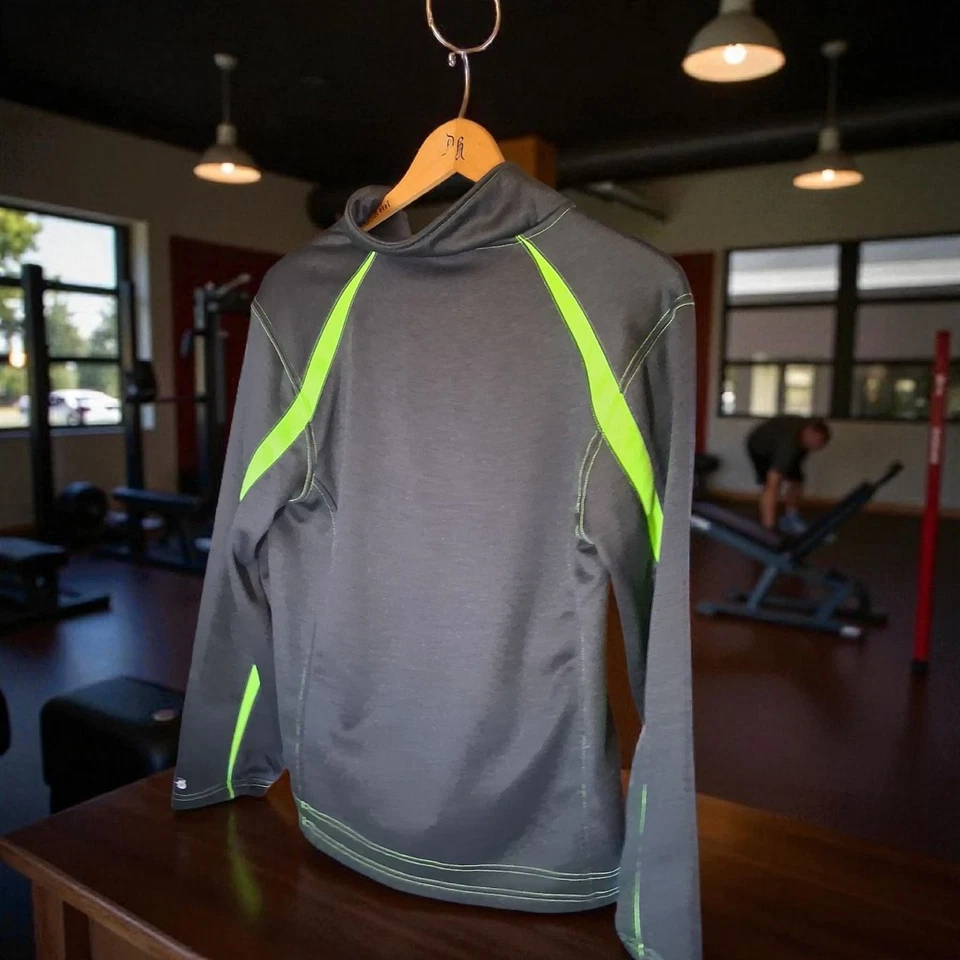 Badger Sport Quarter-Zip Performance Pullover – Gray with Neon Green Accents... - Image 3 of 4