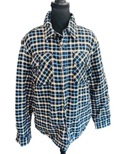 Jachs New York Mens Recycled Flannel Sherpa-Lined Plaid Shirt Jacket L Shacket