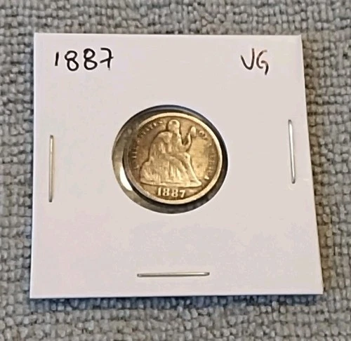 USA 10c~ One Dime ~Seated Liberty Dime 1887 ~* VG ~ Ten Cents Silver Coin