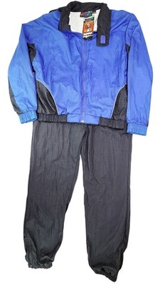 Vintage Voit Equipment Men Tracksuit Jacket Pants Size Large Blue Black New YKK