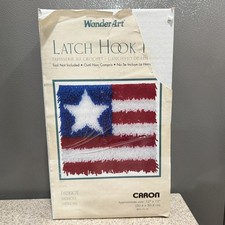 WonderArt Latch Hook Kit 12"X12" Caron Patriot American Flag Open-READ