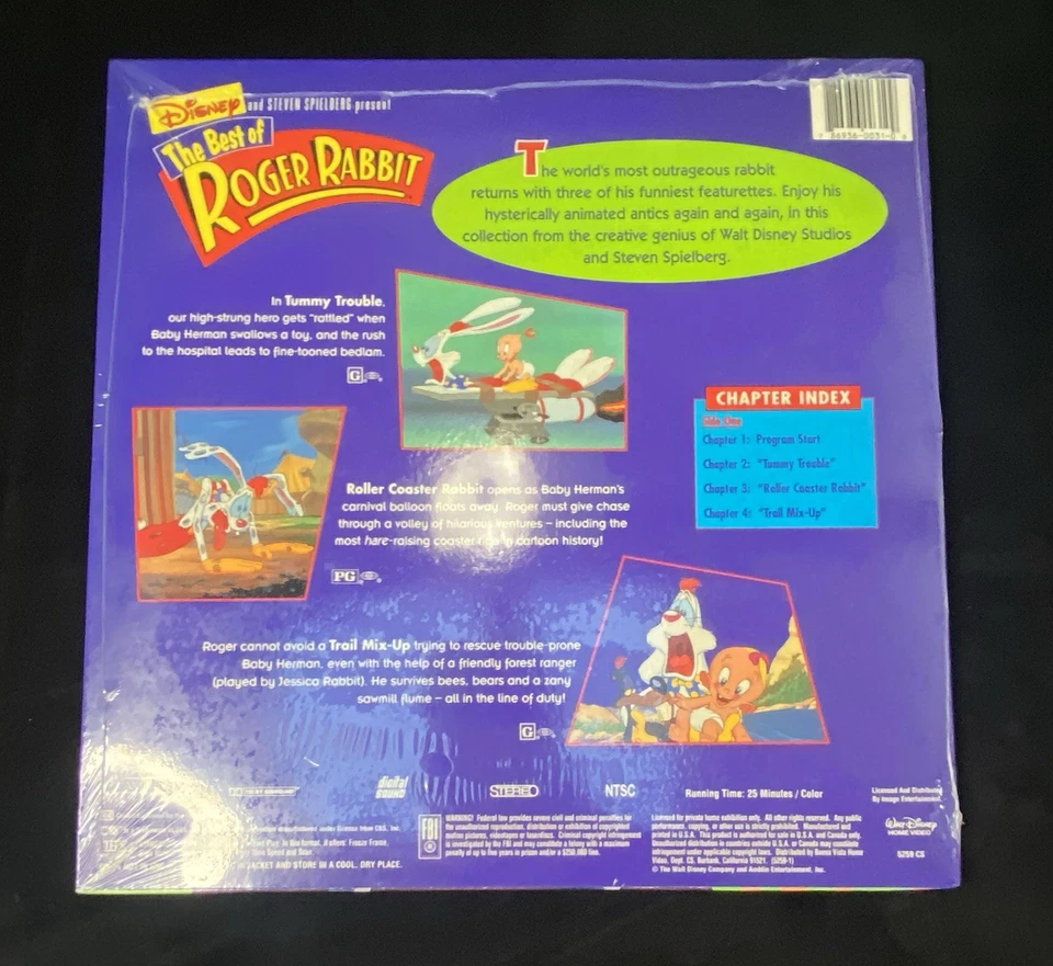 The Best of Roger Rabbit Laserdisc CAV Banned Cartoons Extended Play New Sealed - Image 2 of 4