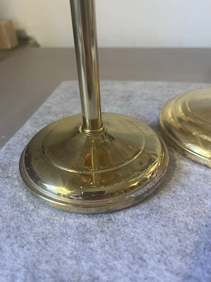 "Juego de dos toalleros de anillo de latón independiente vintage de 12""" Foto 2 de 4