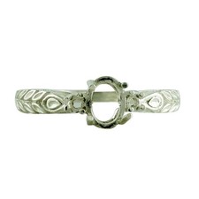 925 Sterling Silver 2mm Round Semi Mount Three-Stone Ring For Wedding Ring