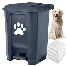 Dog Poop Trash Can Outdoors Pet Waste Station with Lid Dog Waste Disposal Con...