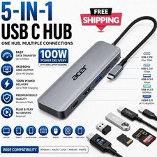 USB C Hub Multiport Adapter - 7 in 1 Portable Space Aluminum Dongle with 4K HDMI